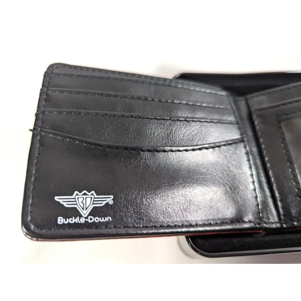 Patriotic Buckle Down Men's Wallet American Flag Rustic Billfold Tin Box Gift